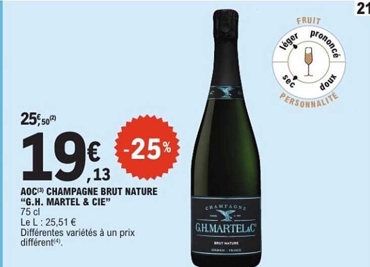AOC CHAMPAGNE BRUT NATURE "G.H. MARTEL & CIE"