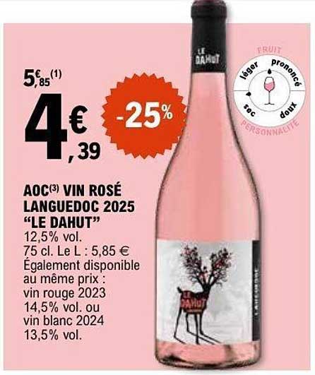 AOC(3) VIN ROSÉ LANGUEDOC 2025 “LE DAHUT”