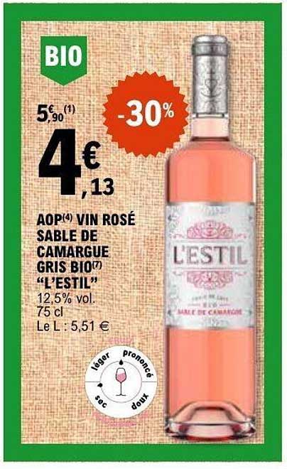 AOP VIN ROSÉ SABLE DE CAMARGUE GRIS BIO "L'ESTIL"