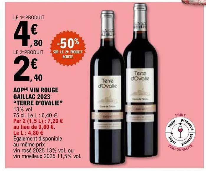 AOP(4) VIN ROUGE GAILLAC 2023 “TERRE D’OVALIE”