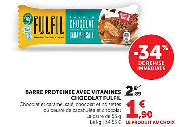 BARRE PROTEINEE AVEC VITAMINES CHOCOLAT FULFIL