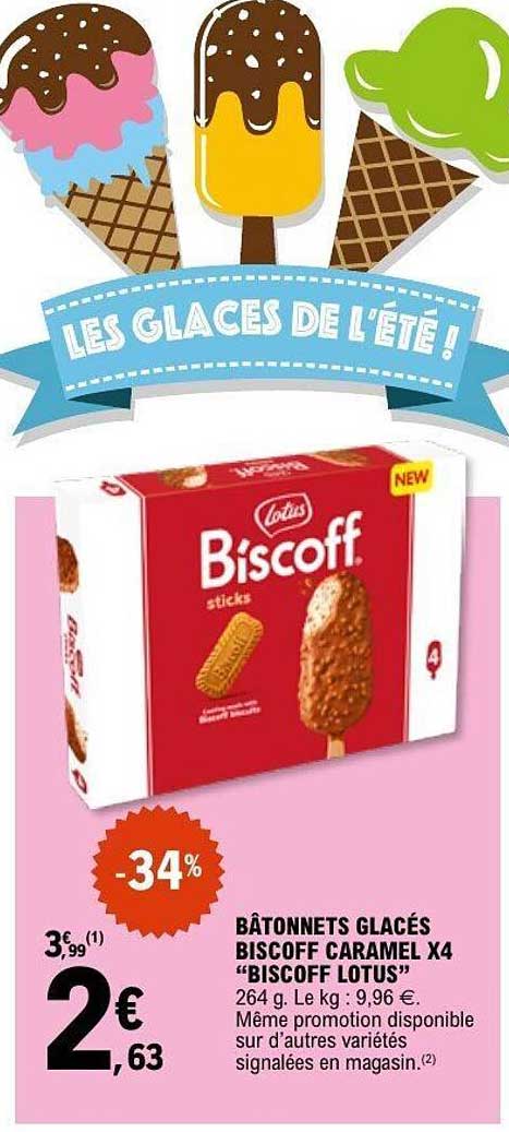 BÂTONNETS GLACÉS BISCOFF CARAMEL X4 «BISCOFF LOTUS»