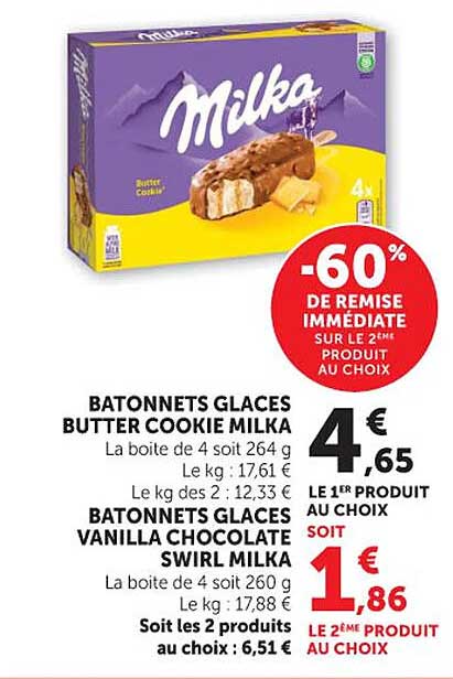 BATONNETS GLACES BUTTER COOKIE MILKA