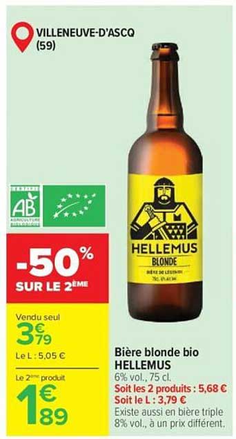 Bière blonde bio HELLEMUS