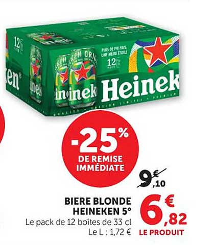 BIERE BLONDE HEINEKEN 5°
