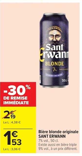 Bière blonde originale SANT ERWAN