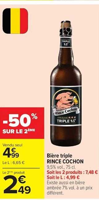 Bière triple RINCE COCHON 9,5% vol., 75 cl