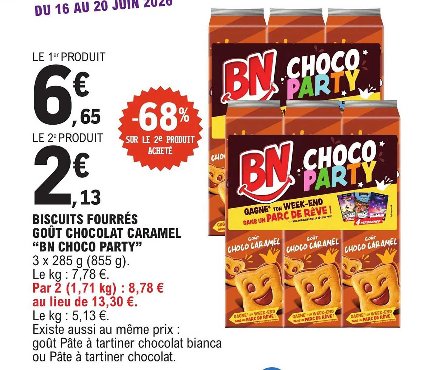 Biscuits fourrés goût chocolat caramel “BN Choco Party”