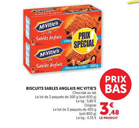 BISCUITS SABLES ANGLAIS MC VITIE'S Chocolat au lait