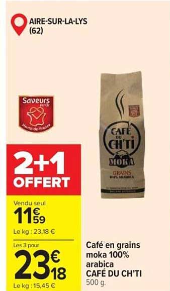 Café en grains moka 100% arabica CAFÉ DU CH'TI 500 g