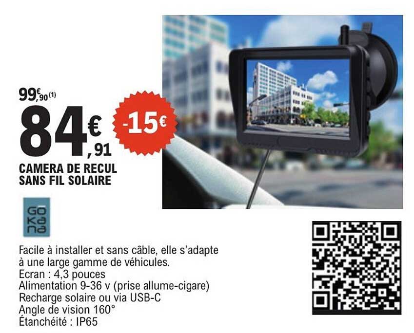 CAMERA DE RECUL SANS FIL SOLAIRE