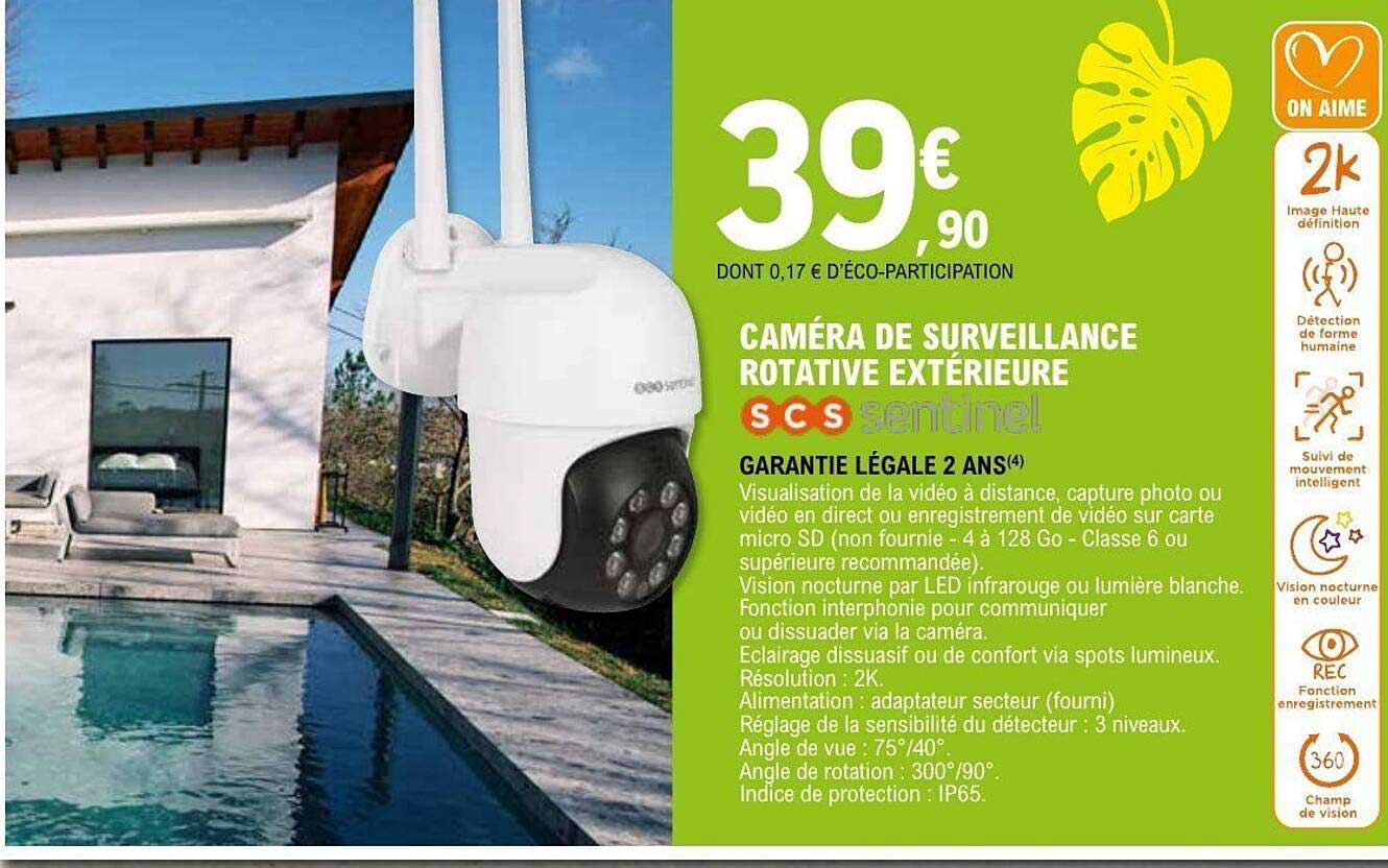 CAMÉRA DE SURVEILLANCE ROTATIVE EXTÉRIEURE SCS sentinel