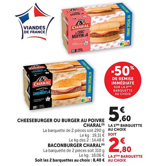 CHEESEBURGER OU BURGER AU POIVRE CHARAL