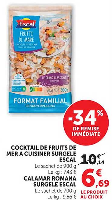 COCKTAIL DE FRUITS DE MER A CUISINER SURGELE ESCAL