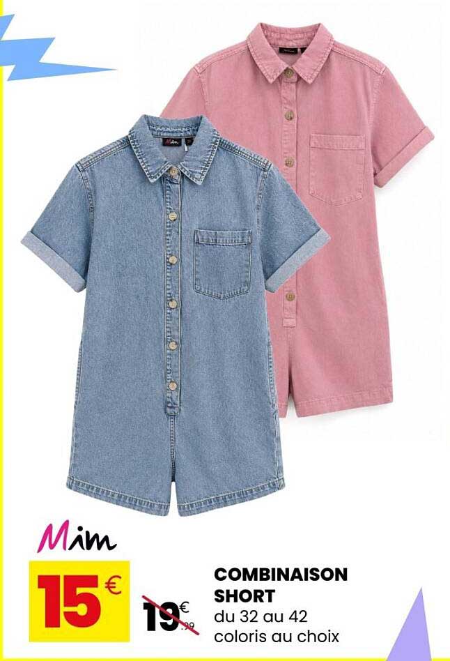 COMBINAISON SHORT du 32 au 42 coloris au choix