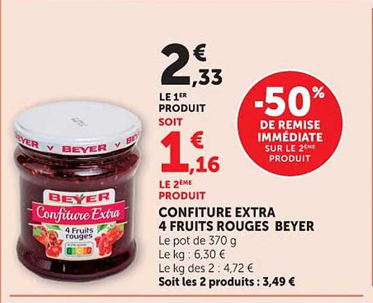 CONFITURE EXTRA 4 FRUITS ROUGES BEYER