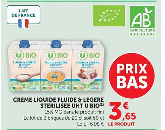 CREME LIQUIDE FLUIDE & LEGERE STERILISEE UHT U BIO(2)