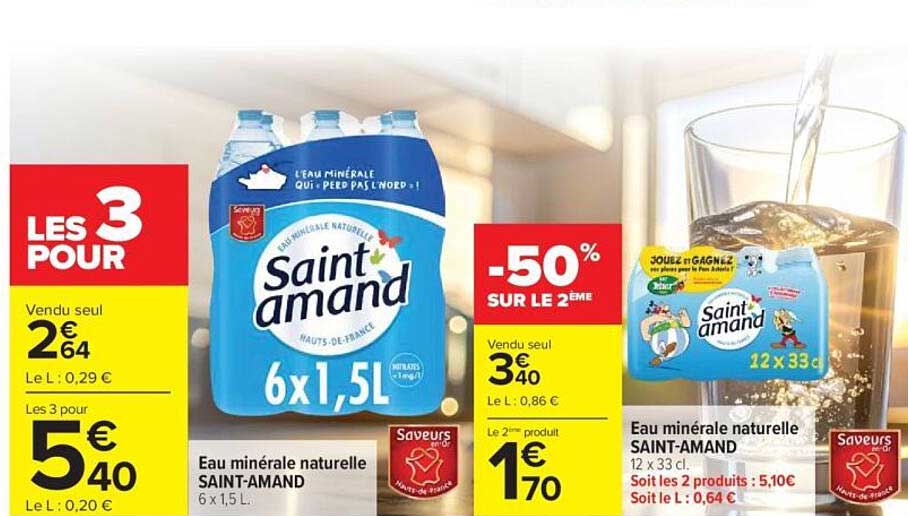 Eau minérale naturelle SAINT-AMAND 6 x 1,5 L