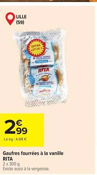 Gaufres fourrées à la vanille RITA