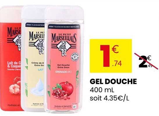 GEL DOUCHE 400 ML soit 4.35€/L
