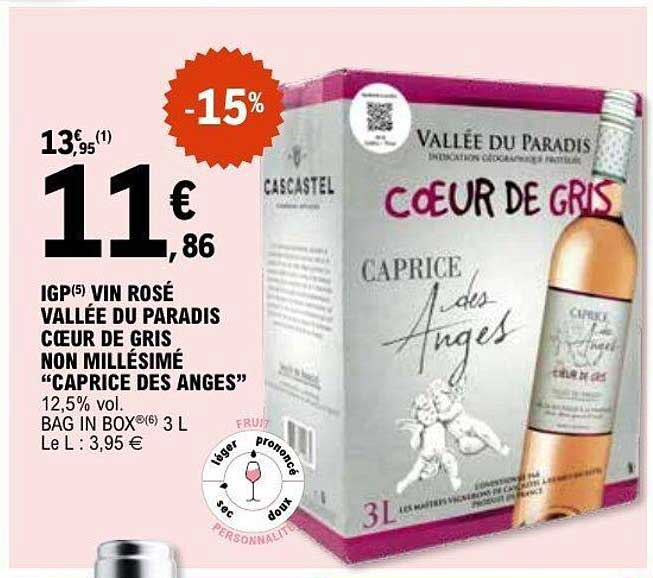IGP VIN ROSÉ VALLÉE DU PARADIS COEUR DE GRIS NON MILLÉSIMÉ “CAPRICE DES ANGES”