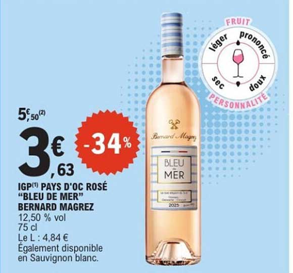 IGP(1) PAYS D'OC ROSÉ "BLEU DE MER" BERNARD MAGREZ