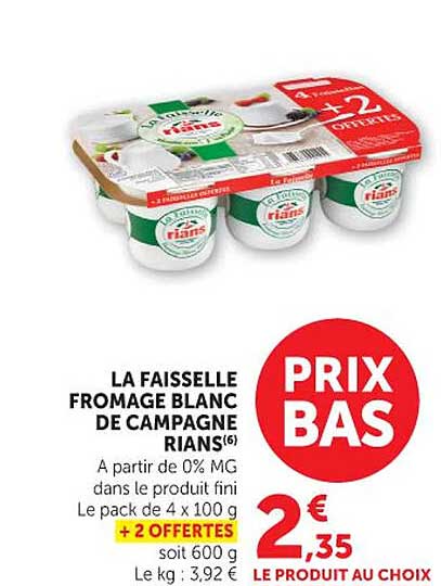 LA FAISSELLE FROMAGE BLANC DE CAMPAGNE RIANS(6)