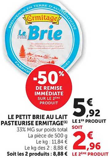 LE PETIT BRIE AU LAIT PASTEURISÉ ERMITAGE(1)
