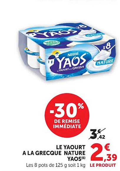 LE YAOURT A LA GRECQUE NATURE YAOS