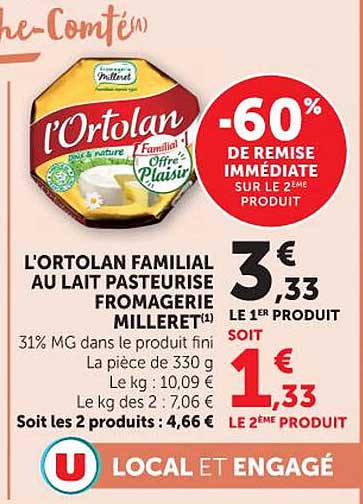 L'ORTOLAN FAMILIAL AU LAIT PASTEURISÉ FROMAGERIE MILLERET(1)