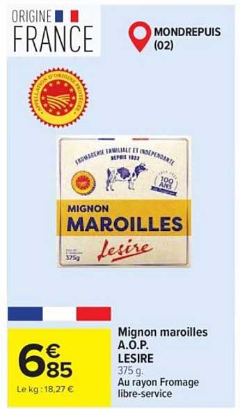 Mignon maroilles A.O.P. LESIRE 375 g