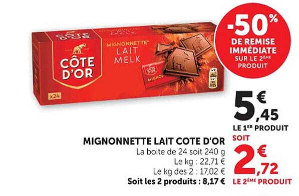 MIGNONNETTE LAIT COTE D'OR