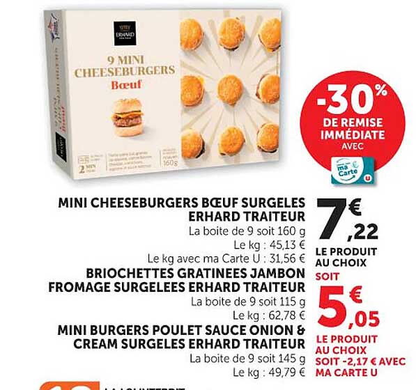 MINI CHEESEBURGERS BŒUF SURGELES ERHARD TRAITEUR