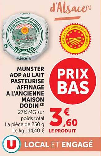 MINSTER AOP AU LAIT PASTEURISE AFFINE A L'ANCIENNE MAISON DODIN (2)