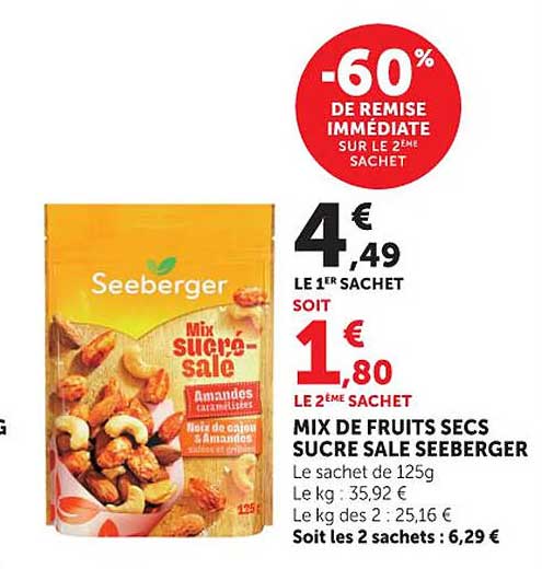 MIX DE FRUITS SECS SUCRE SALE SEEBERGER
