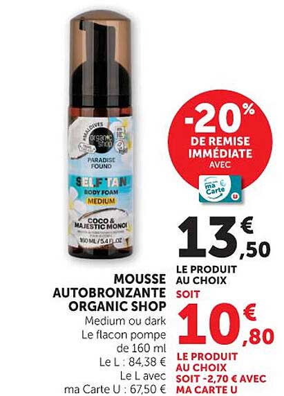 MOUSSE AUTOBRONZANTE ORGANIC SHOP