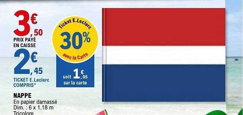 NAPPE En papier damassé Dim. : 6 x 1,18 m Tricolore