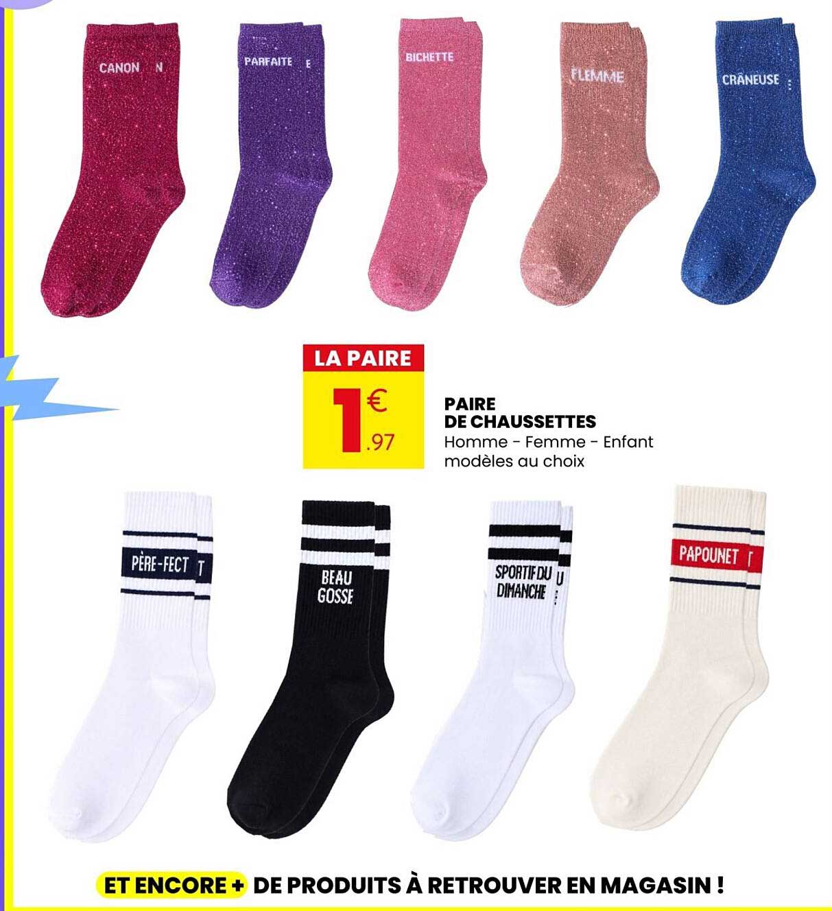 PAIRE DE CHAUSSETTES Homme - Femme - Enfant modèles au choix
