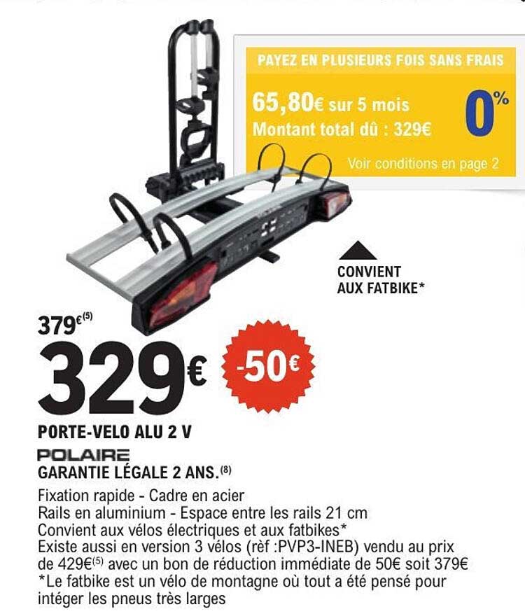 PORTE-VELO ALU 2 V