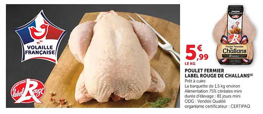 POULET FERMIER LABEL ROUGE DE CHALLANS