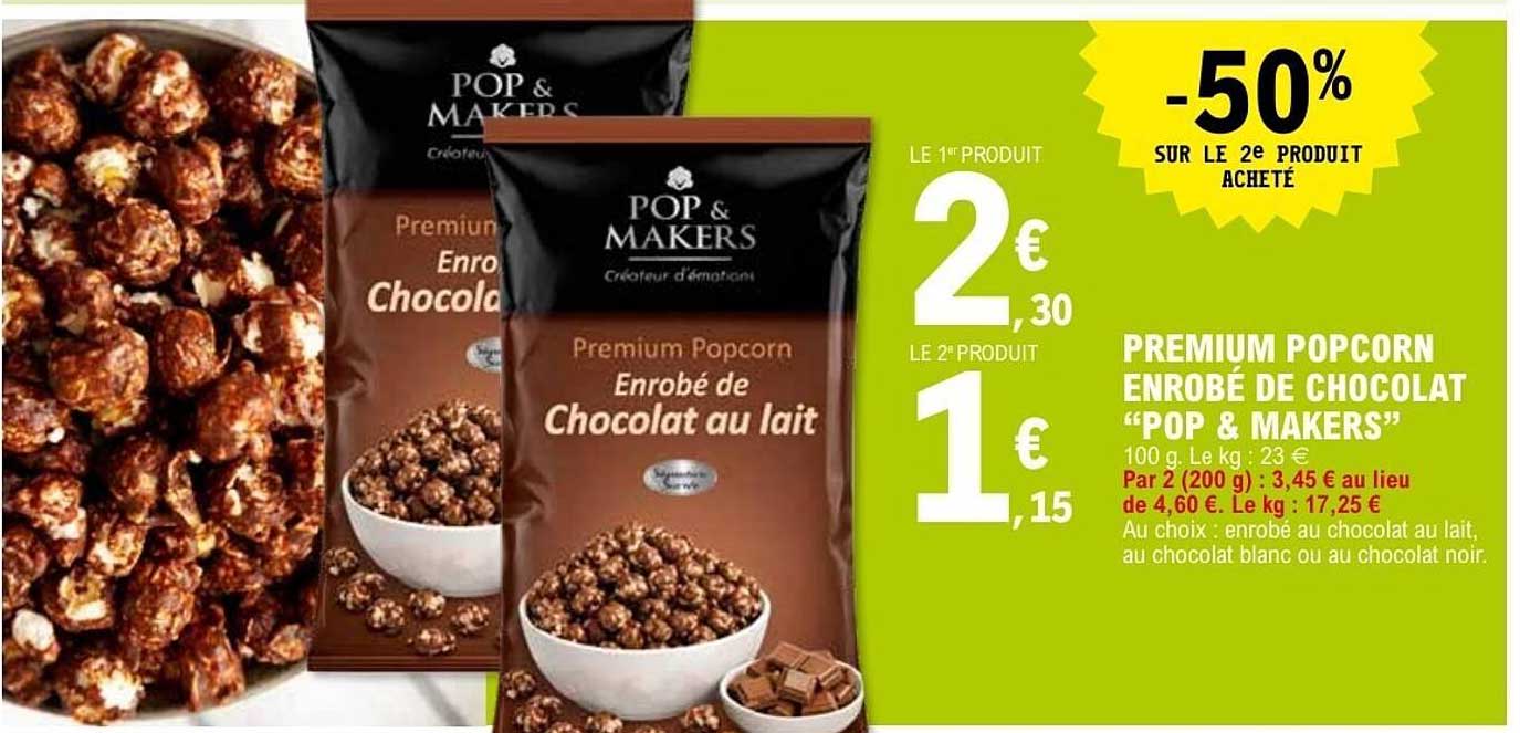 PREMIUM POPCORN ENROBÉ DE CHOCOLAT “POP & MAKERS”