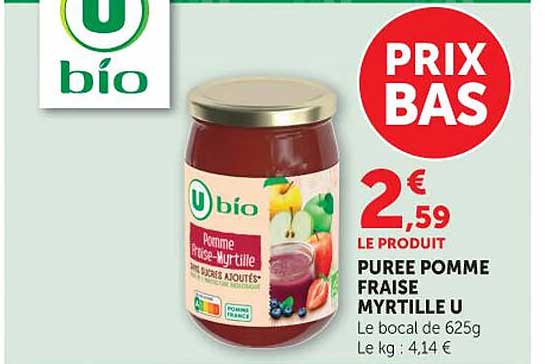 PUREE POMME FRAISE MYRTILLE U