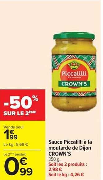 Sauce Piccalilli à la moutarde de Dijon CROWN’S