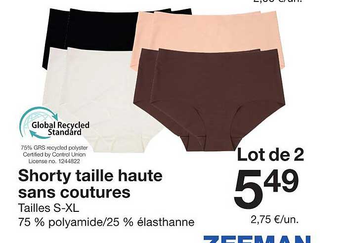 Shorty taille haute sans coutures