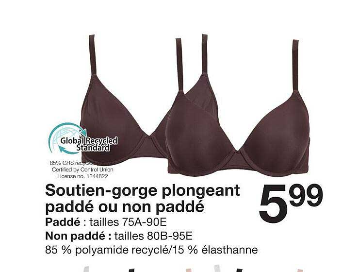 Soutien-gorge plongeant paddé ou non paddé