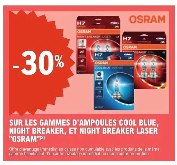 SUR LES GAMMES D'AMPOULES COOL BLUE, NIGHT BREAKER, ET NIGHT BREAKER LASER "OSRAM"(2)