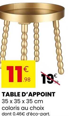 TABLE D'APPOINT 35 x 35 x 35 cm coloris au choix dont 0.46€ d'éco-part.