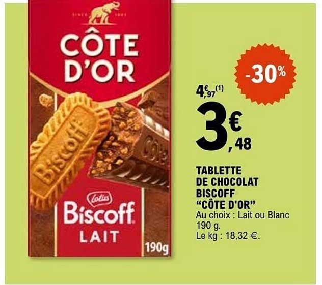 TABLETTE DE CHOCOLAT BISCOFF "CÔTE D'OR"