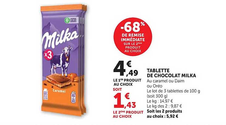 TABLETTE DE CHOCOLAT MILKA