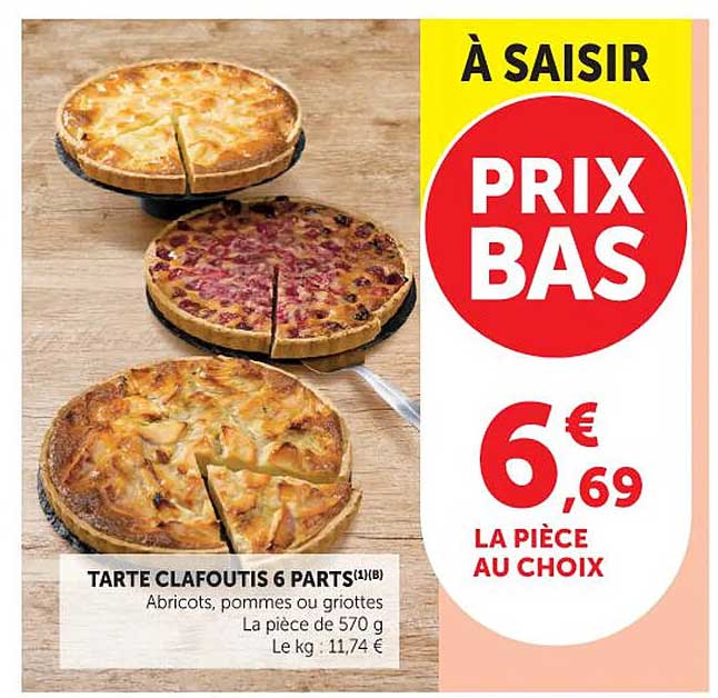 TARTE CLAFOUTIS 6 PARTS (1)(B) Abricots, pommes ou griottes